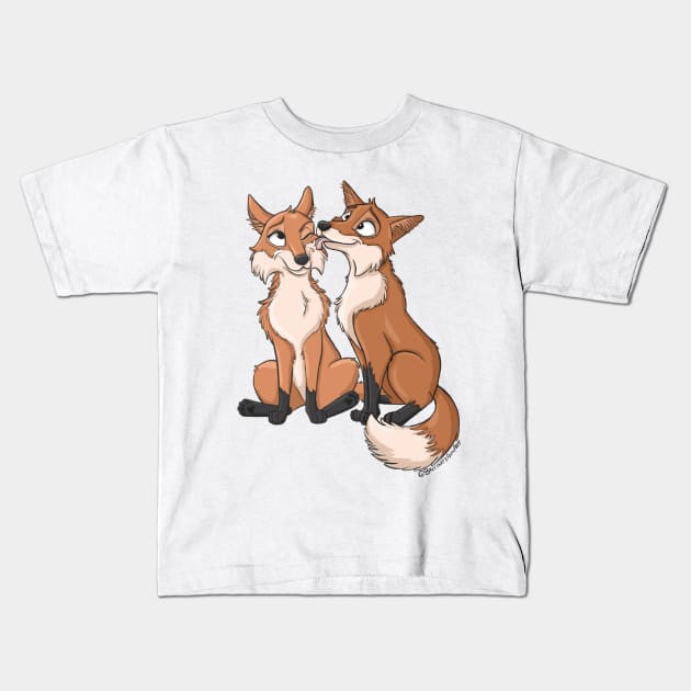 Fox Couple Kids T-Shirt by Brittney Ann Art